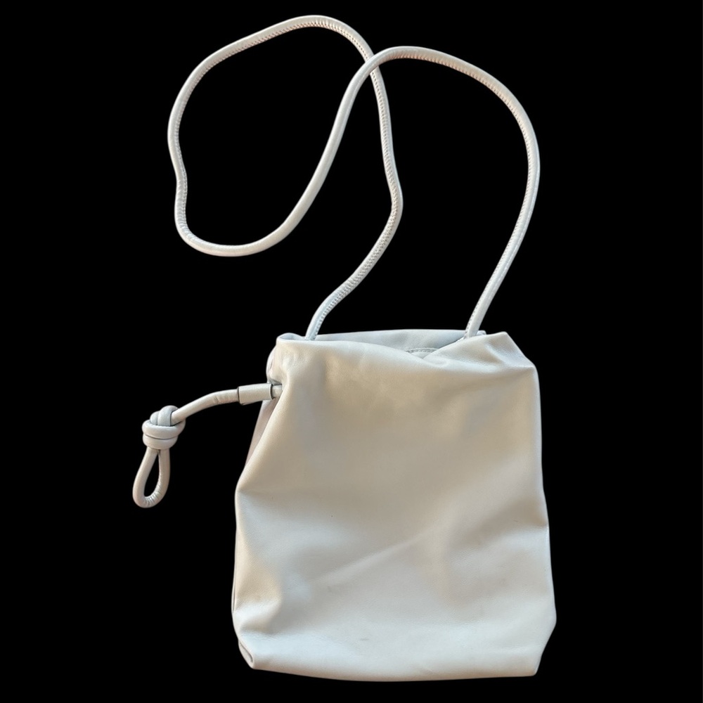 Baby blue faux leather small shoulder bag